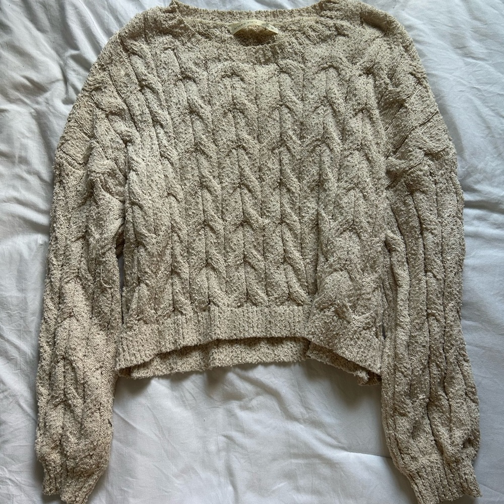 Altar'd State Cream Cable Knit Sweater